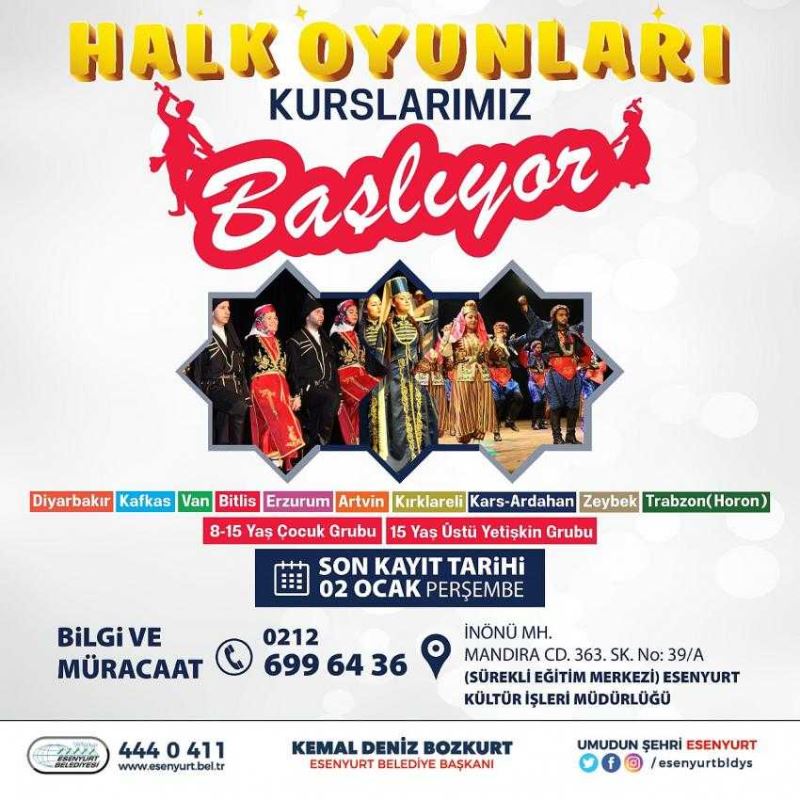 ESENYURT BELEDİYESİ’NDEN ÜCRETSİZ HALK OYUNLARI KURSU